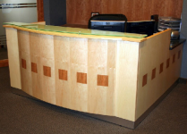 0135 - Custom Reception Desk - Wood Reception Desk, Curved Front Reception Desk
