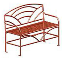 0186 - Outdoor Bench, Metal, Decorative